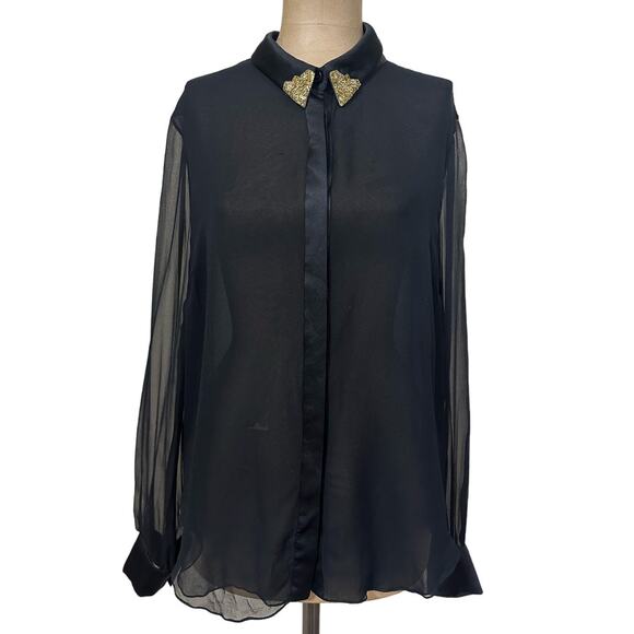 Jason Wu Sheer Silk Blouse size 10 - Picture 2 of 9